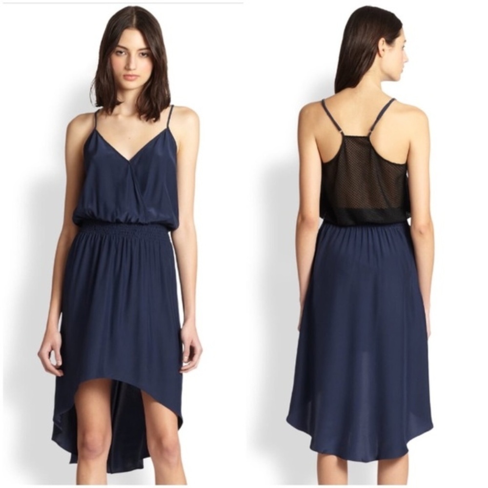 Parker women XS‎ Jamie silk mesh back Hi-Lo dress